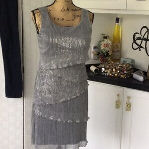 *Dress by Connected sleeveless color sliver gray size 6  100% polyester. …